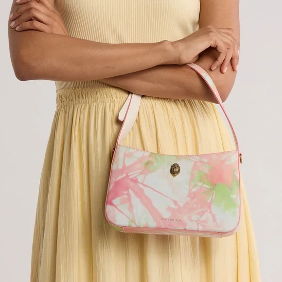 Kurt Geiger Pastel Pink and Green Tie-Dye Shoulder Bag - Picture 2 of 5